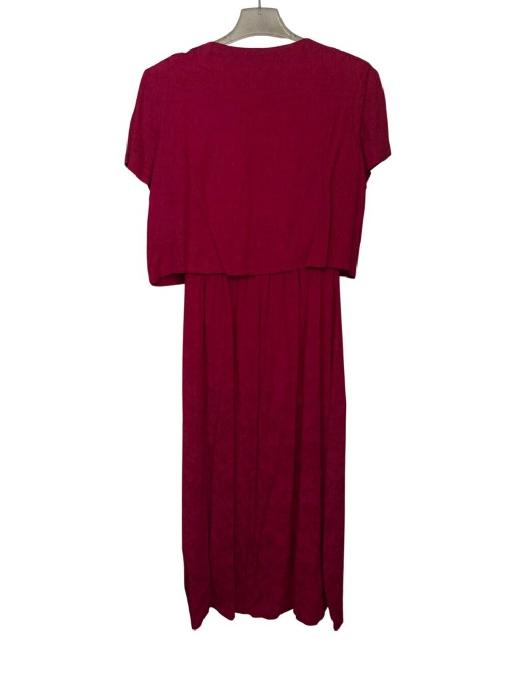 K Studio Womens Dress Red Size 10 Rayon Textured Short Sleeve Maxi - Picture 4 of 9